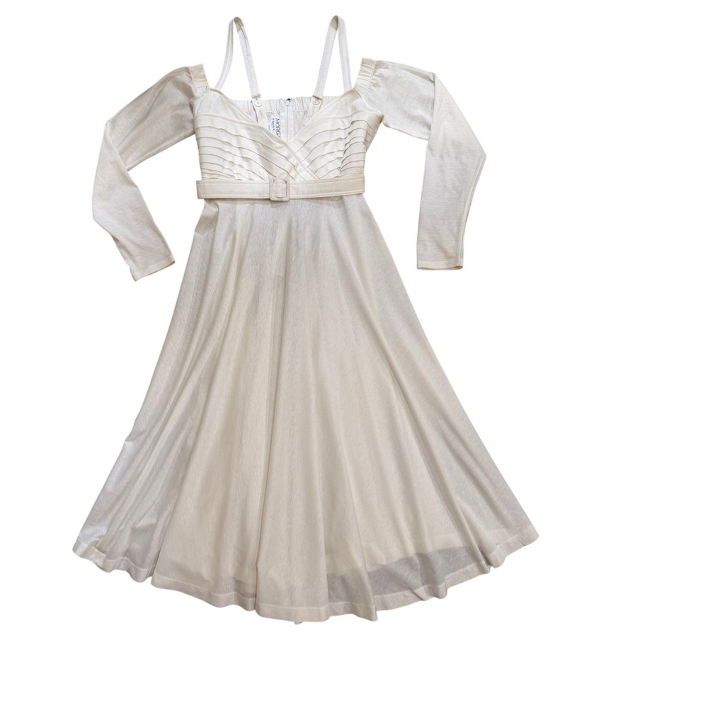 Vintage Morgane Le Fay Off Shoulder Empire Waist Midi Dress M Romantic Ren Fair - Picture 10 of 16